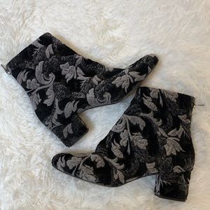 gray and black pattern ankle booties free people